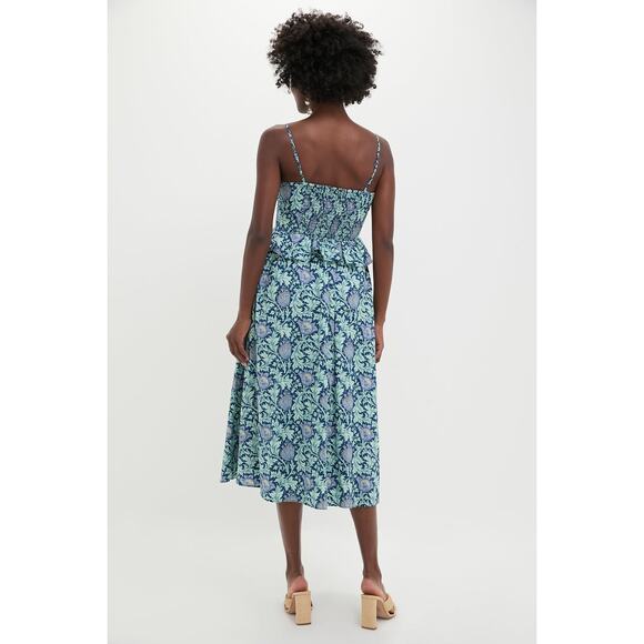 HYACINTH HOUSE Blue Leafy Floral Maeve Midi Dress Size S NWT - Picture 2 of 7